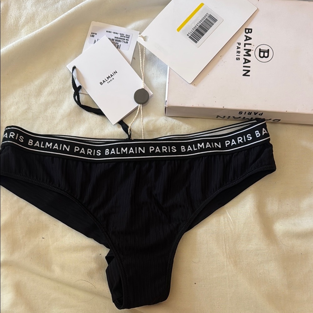 Balmain Womens Black Logo-Trim  Brief